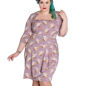 VINTAGE Retro Style 40s/50s Lavender Belted Dress